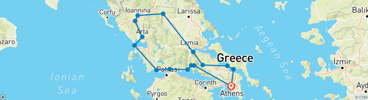 Karte mit der Reiseroute