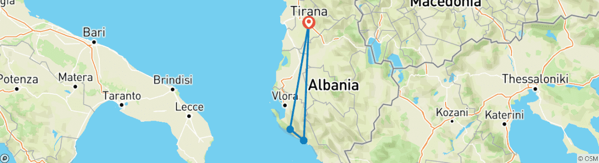 Foto van een kaart met de route van de rondreis