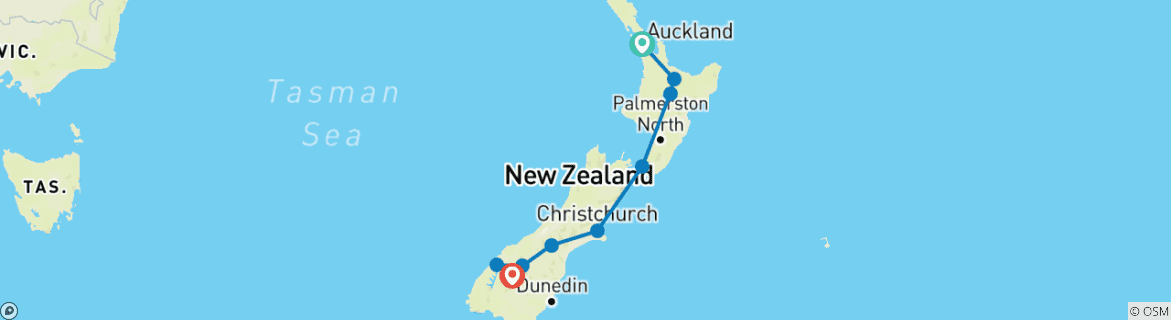 Image d'une carte montrant l'itinéraire du circuit