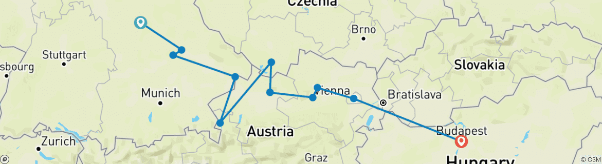Image d'une carte montrant l'itinéraire du circuit