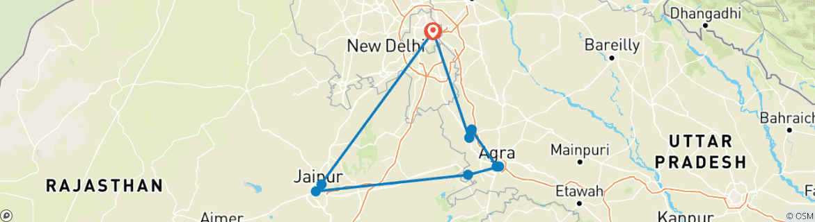 Karte mit der Reiseroute