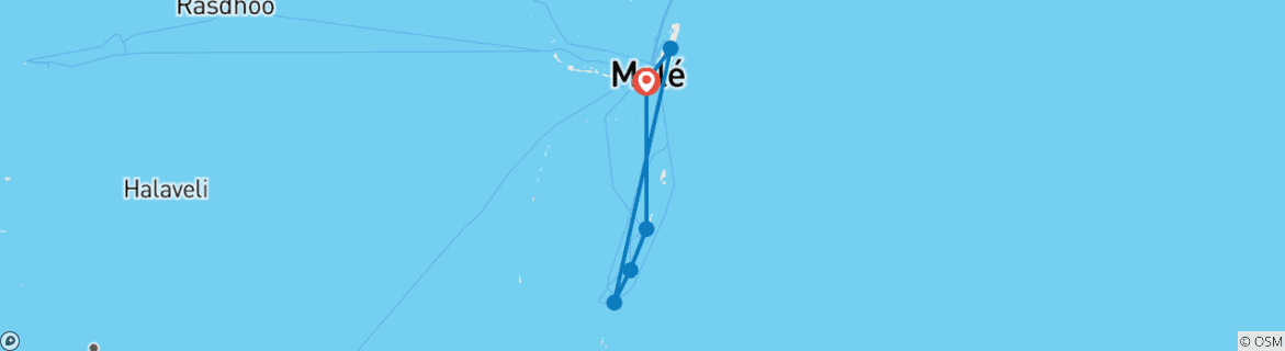 Foto van een kaart met de route van de rondreis