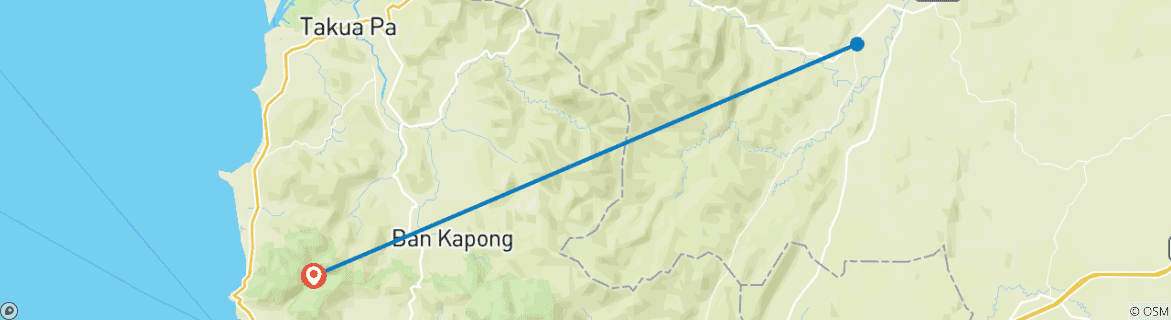 Karte mit der Reiseroute