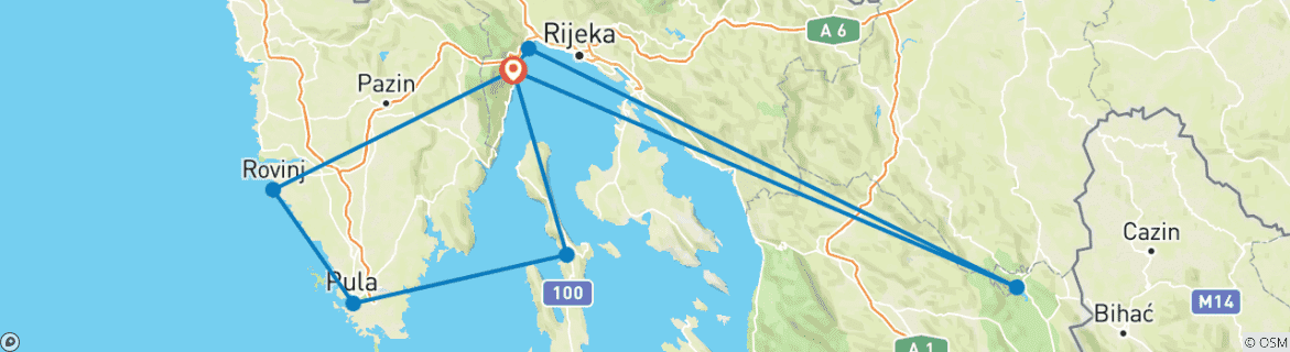 Foto van een kaart met de route van de rondreis