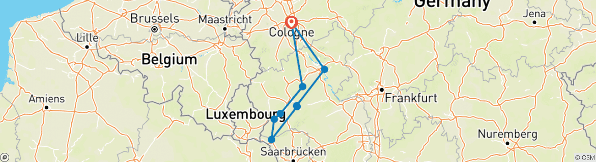 Karte mit der Reiseroute