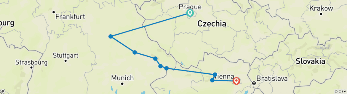 Karte mit der Reiseroute