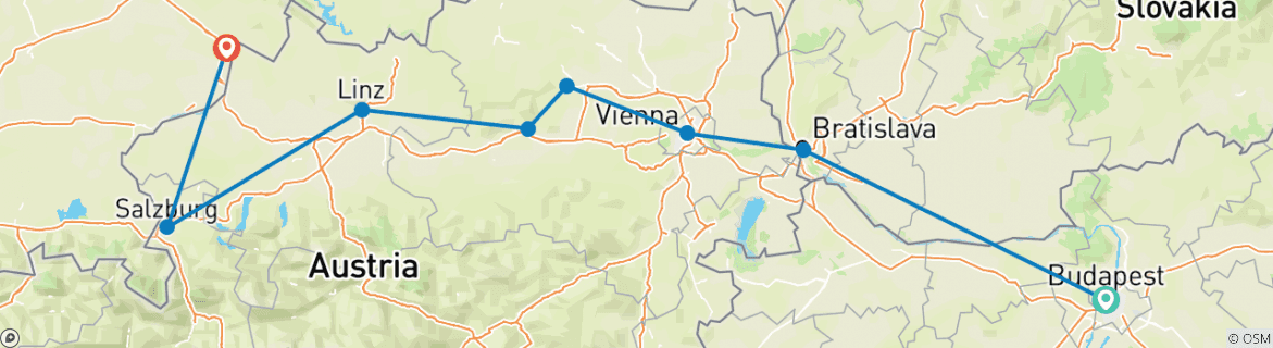Karte mit der Reiseroute