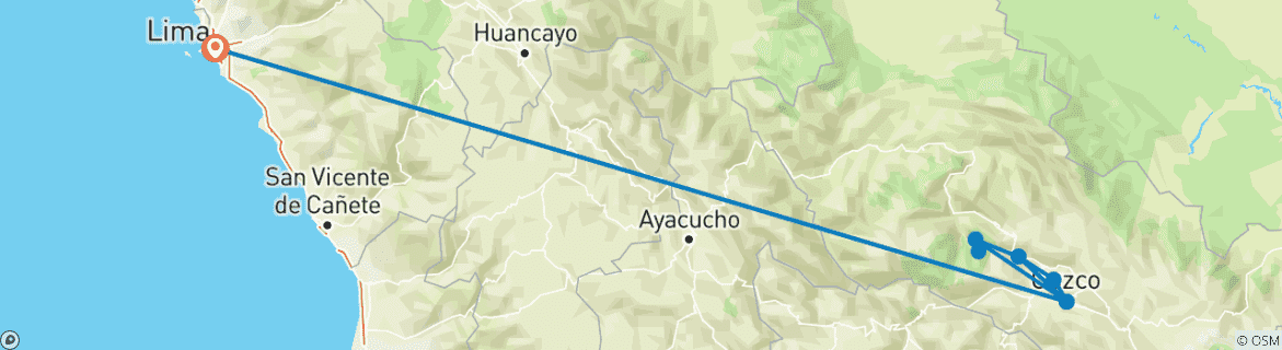 Image d'une carte montrant l'itinéraire du circuit