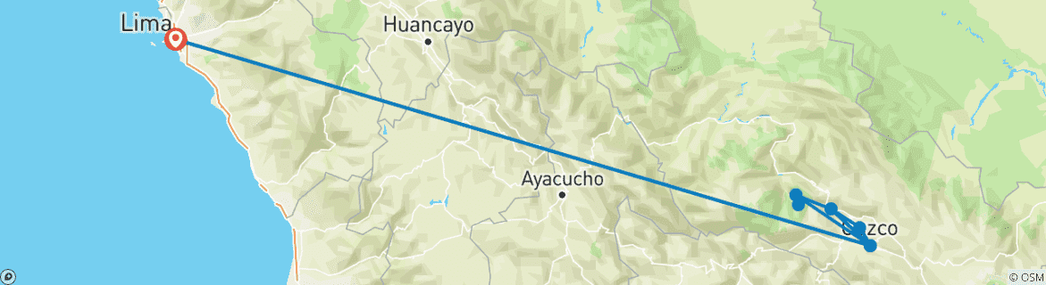 Karte mit der Reiseroute