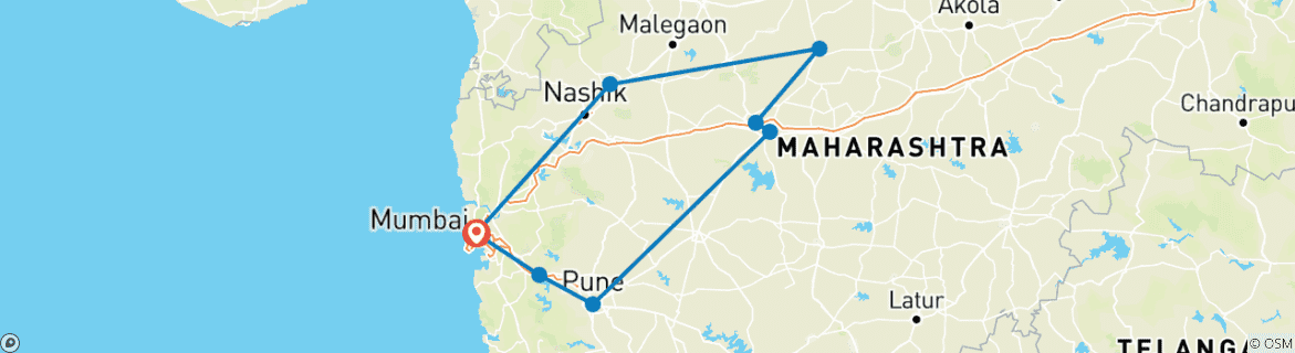 Image d'une carte montrant l'itinéraire du circuit