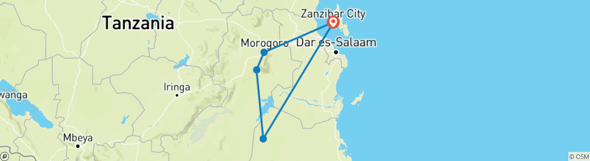 Karte mit der Reiseroute