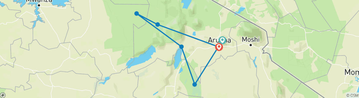 Image d'une carte montrant l'itinéraire du circuit