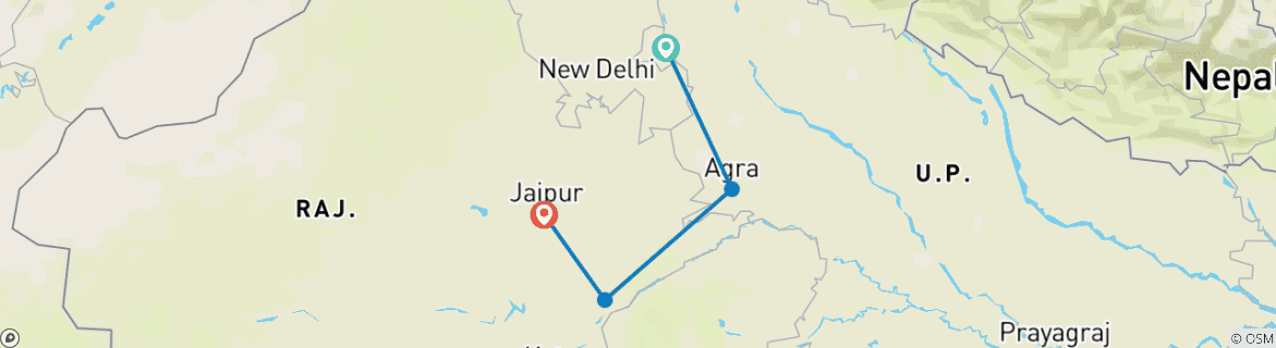 Foto van een kaart met de route van de rondreis