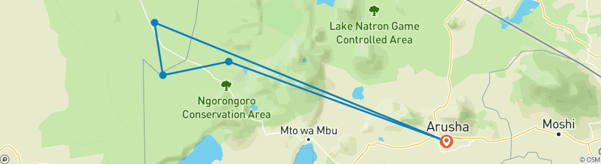 Image d'une carte montrant l'itinéraire du circuit