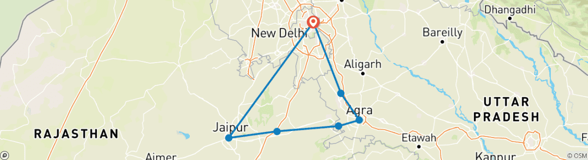 Image d'une carte montrant l'itinéraire du circuit