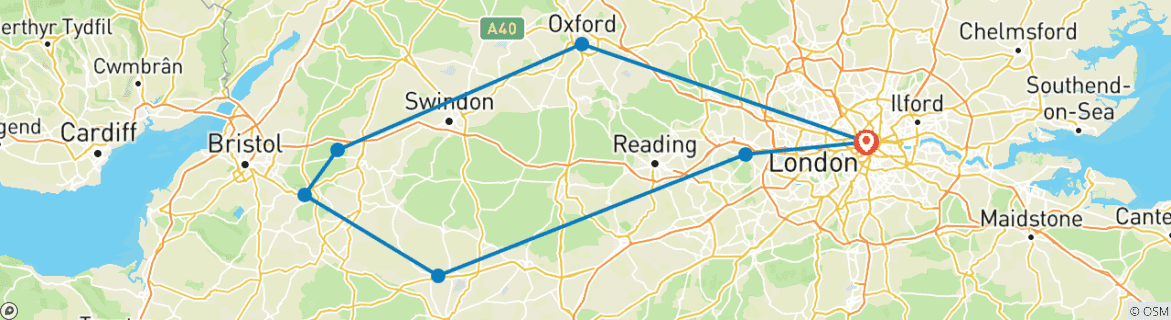 Image d'une carte montrant l'itinéraire du circuit