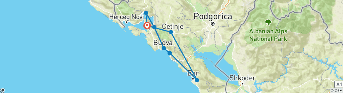 Foto van een kaart met de route van de rondreis