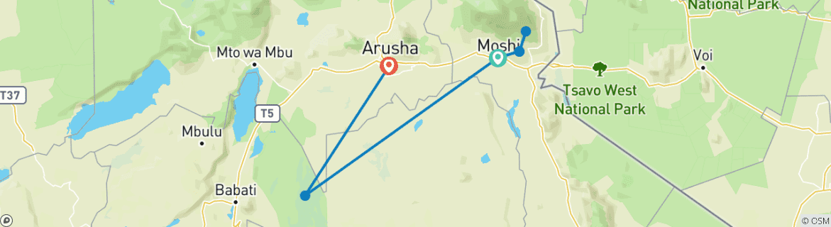 Karte mit der Reiseroute