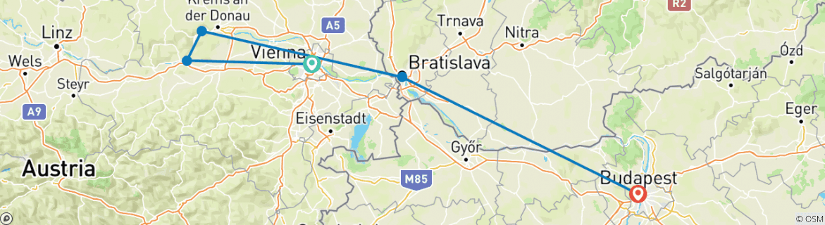Karte mit der Reiseroute