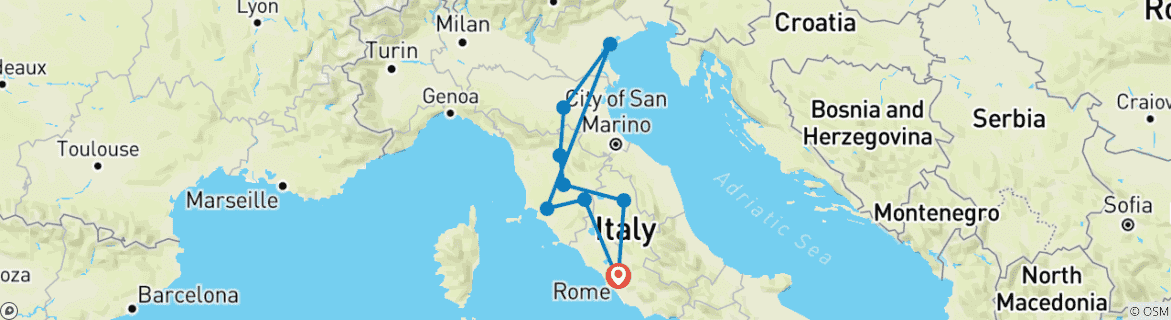 Image d'une carte montrant l'itinéraire du circuit