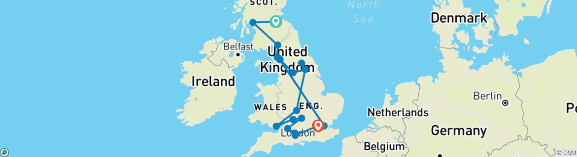 Image d'une carte montrant l'itinéraire du circuit
