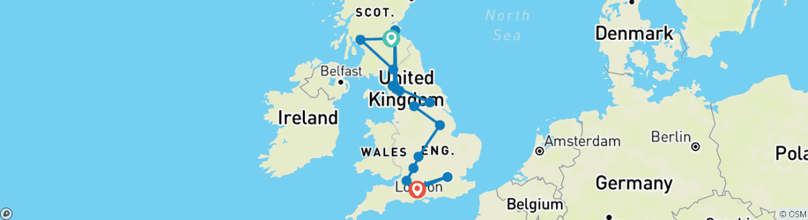 Image d'une carte montrant l'itinéraire du circuit