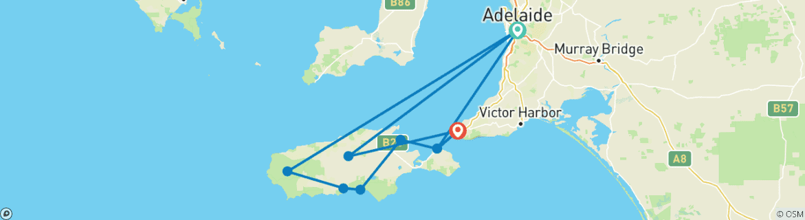 Image d'une carte montrant l'itinéraire du circuit