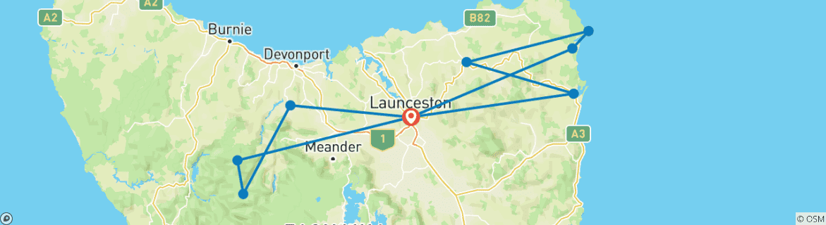 Image d'une carte montrant l'itinéraire du circuit