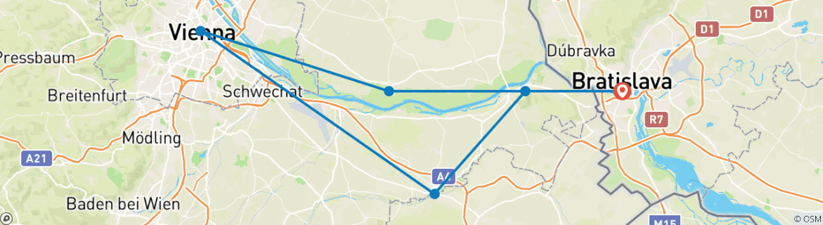 Foto van een kaart met de route van de rondreis