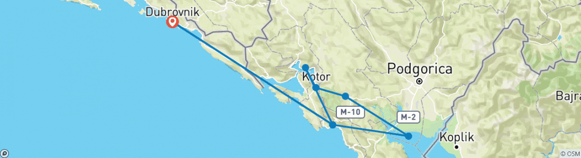 Karte mit der Reiseroute