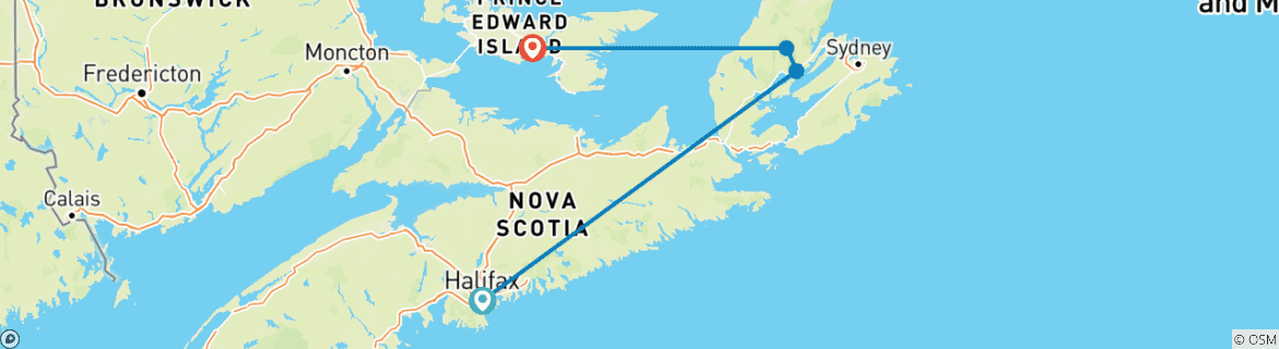 Image d'une carte montrant l'itinéraire du circuit