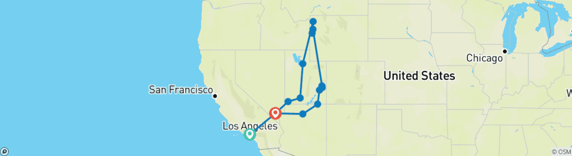 Image d'une carte montrant l'itinéraire du circuit