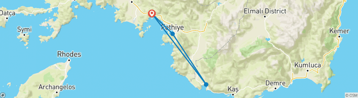Karte mit der Reiseroute