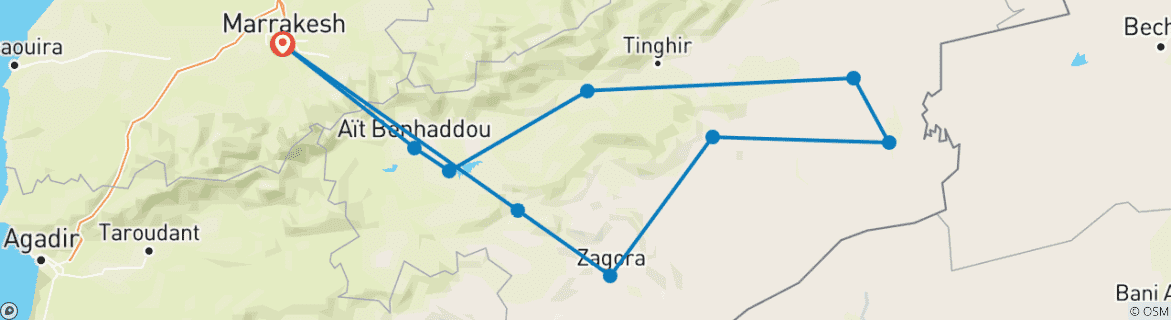 Foto van een kaart met de route van de rondreis