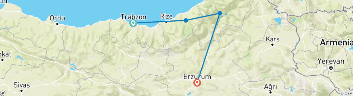 Karte mit der Reiseroute
