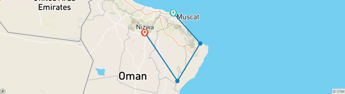 Karte mit der Reiseroute