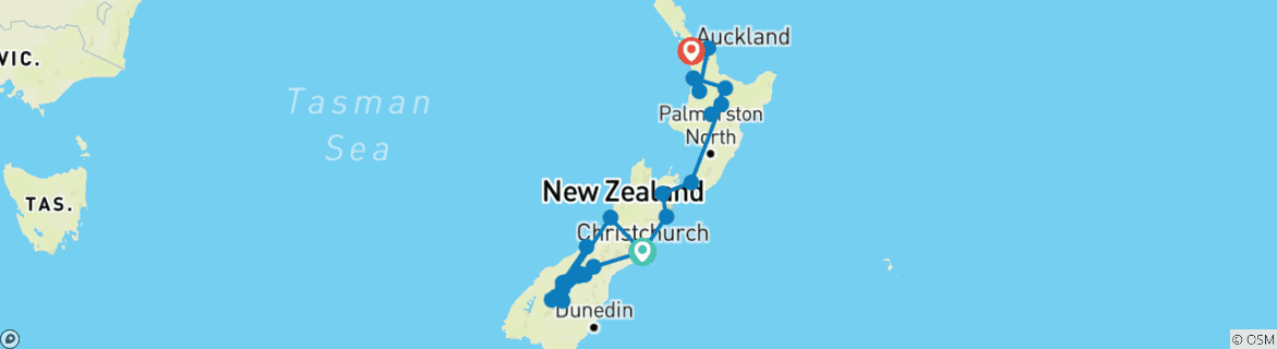 Karte mit der Reiseroute