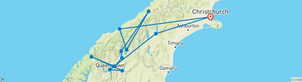 Image d'une carte montrant l'itinéraire du circuit
