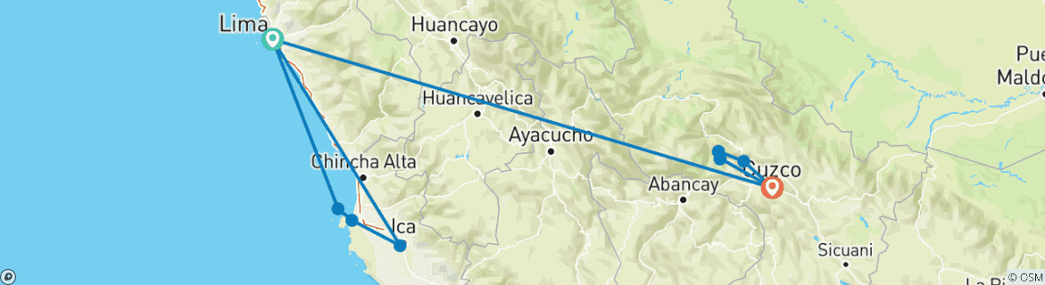 Image d'une carte montrant l'itinéraire du circuit