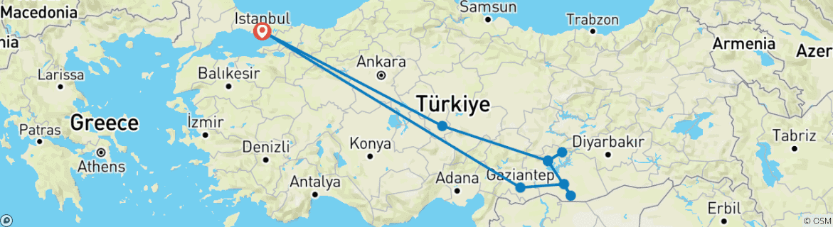 Image d'une carte montrant l'itinéraire du circuit