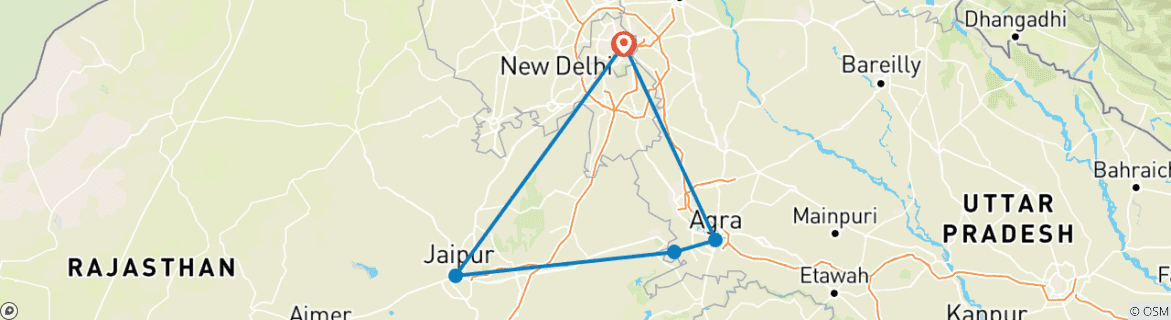 Carte du circuit Triangle d'Or 3 jours - Guide privé et transport AC
