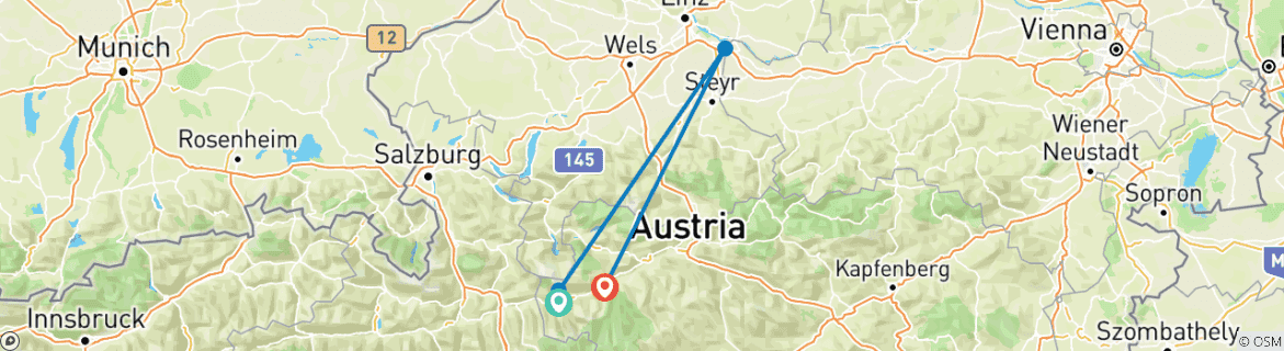 Image d'une carte montrant l'itinéraire du circuit