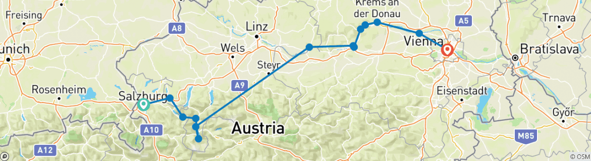 Karte mit der Reiseroute