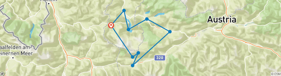 Image d'une carte montrant l'itinéraire du circuit