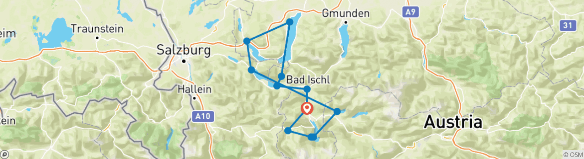 Image d'une carte montrant l'itinéraire du circuit