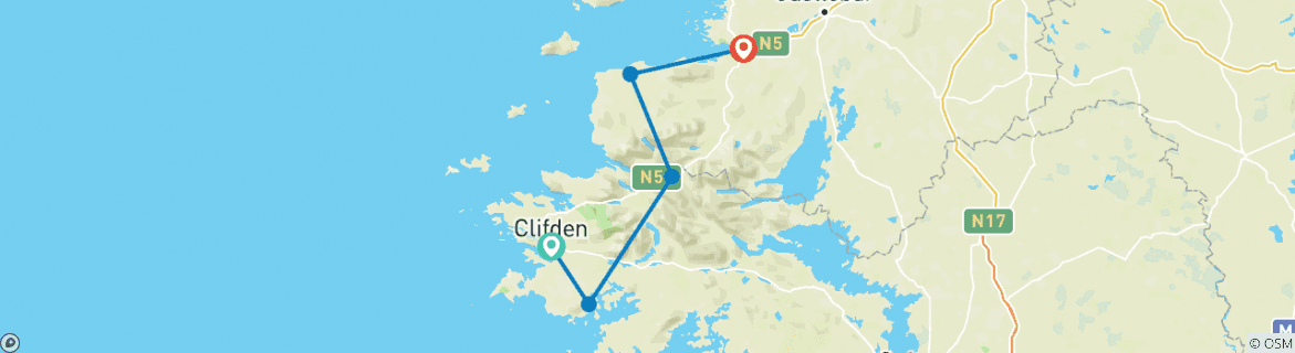 Foto van een kaart met de route van de rondreis