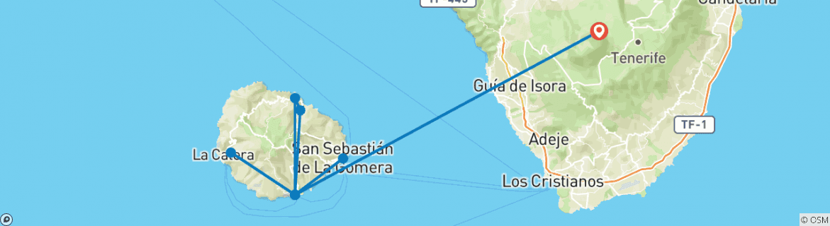 Image d'une carte montrant l'itinéraire du circuit