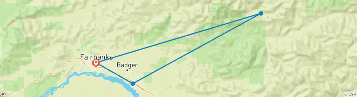 Kaart van 6-daagse reis naar het noorderlicht: Alaska Winter Wonderen