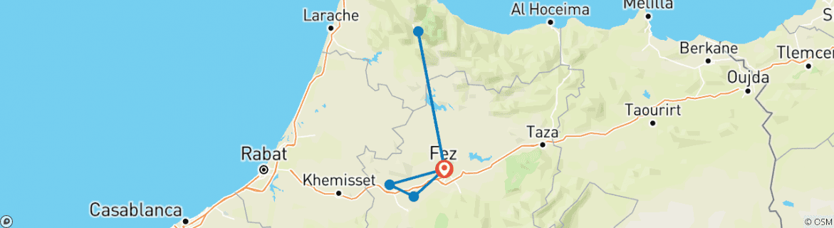 Karte mit der Reiseroute