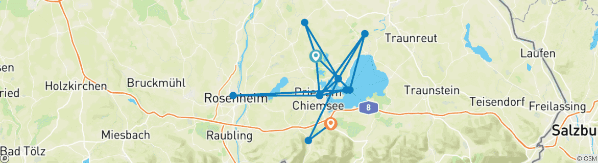 Image d'une carte montrant l'itinéraire du circuit
